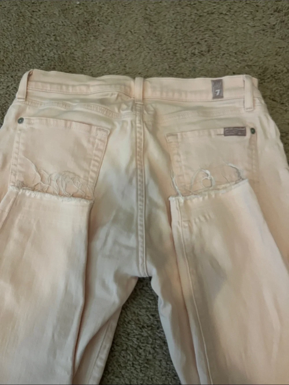 7 For All Mankind Light Pink Skinny Jeans with Raw Hem 29” capsule summer
